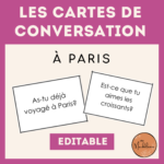Shows product of les cartes de conversation, theme is à paris