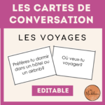 Images shows a deck of conversation cards on the theme of les voyages
